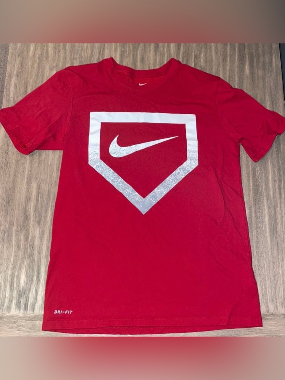 Nike Red Short Sleeve Tee with White Shield Logo